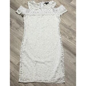 Ambiane White Lace Cold Shoulder Dress Elegant Cocktail‎ Party